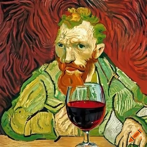 Vincent Van Gogh and Pablo Picasso drinking red wine together on Craiyon