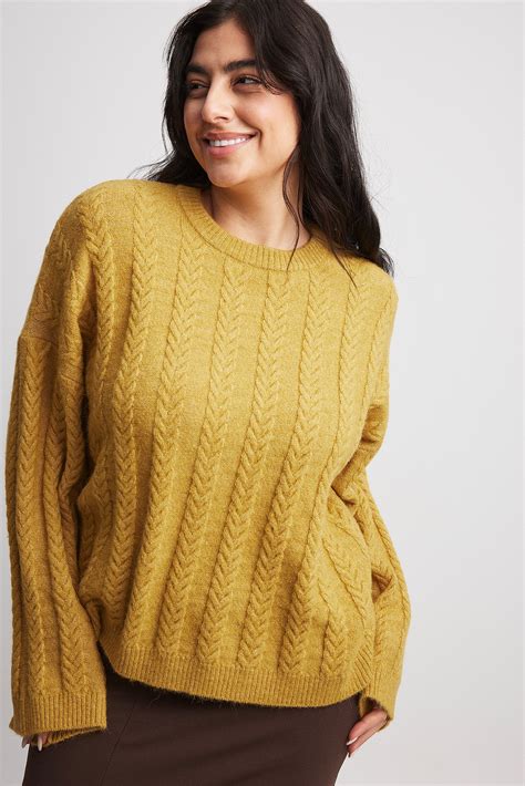 Cable Knitted Oversized Sweater Black | NA-KD