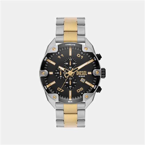 Spiked Men Quartz Black Dial Chronograph Stainless Steel Watch DZ4627 ...