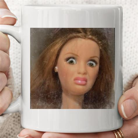 Funny Doll Face Mug, Disgusted Barbie Meme Coffee Cup, Sarcastic ...