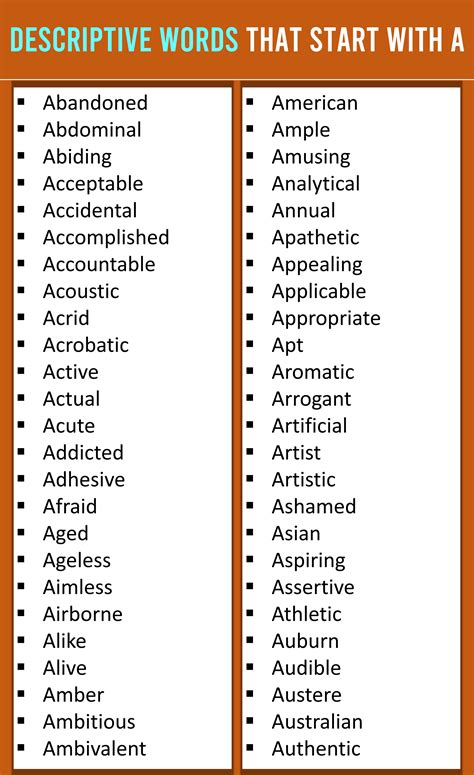Huge List of English Words That Start with A with PDF