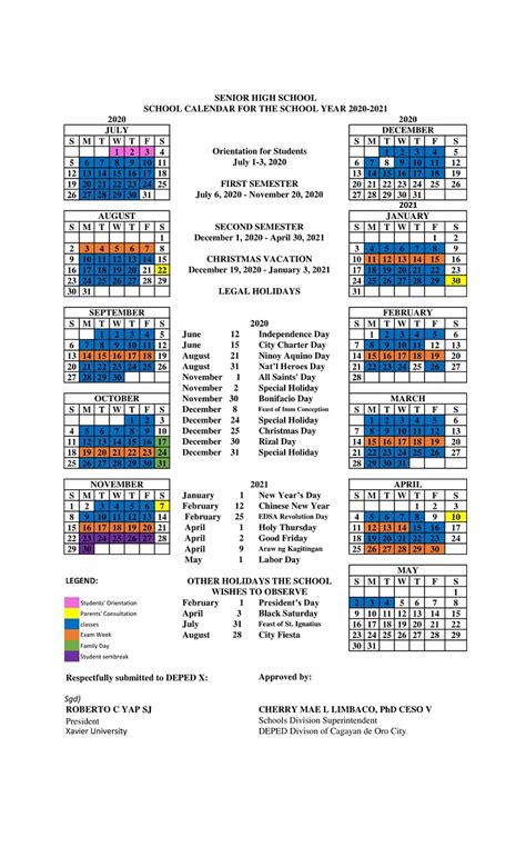 Xavier University Calendar - TheImageBloom