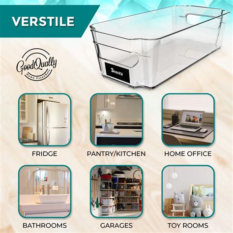 4 Pack Clear Pantry Organization & Storage Bins - BPA Free Plastic ...