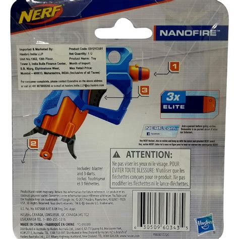 Nerf Nanofire Blaster, Blue Single-Shot Blaster With Dart Storage, Inc ...