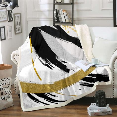 Amazon.com: Erosebridal Black Grey Gold Throw Blanket with Gradient ...
