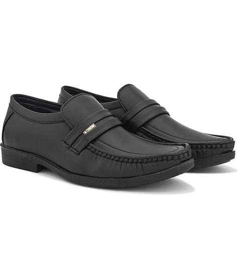 John Karsun Black Men's Slip On Formal Shoes
