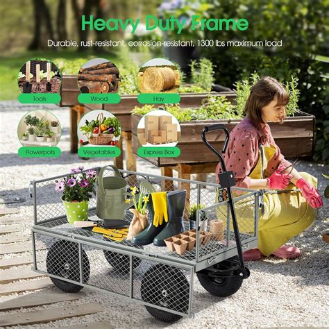 Eusuncaly Steel Garden Cart with Removable Sides, 1300LBS India | Ubuy