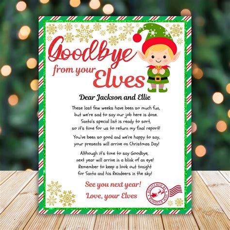 Editable Elves Goodbye Letter Elves Bye Letter Printable Christmas ...