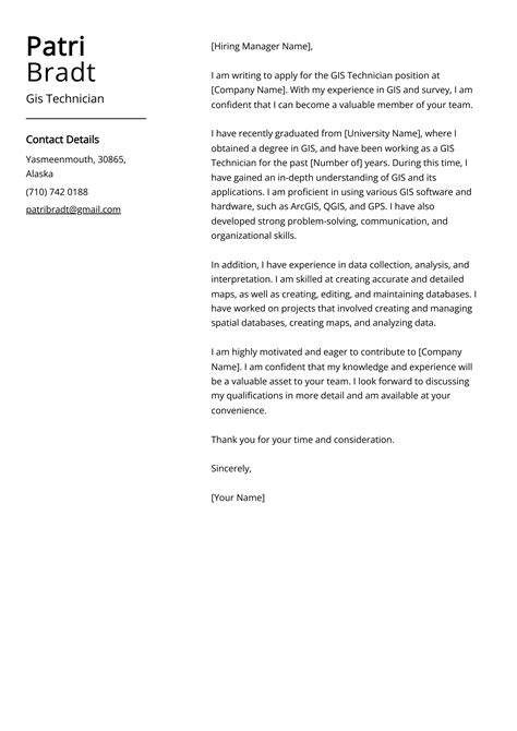 Gis Technician Cover Letter: Sample & Guide (Entry Level & Senior Jobs)