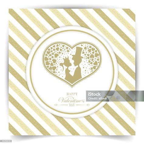Card With Stripes Of Pink Color With Silhouettes Of Heart Stock Illustration - Download Image ...