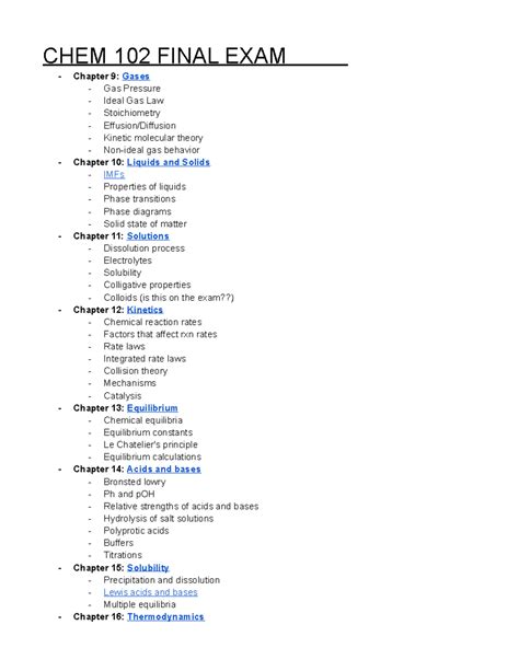 CHEM 102 Final Exam Study Guide - Studocu