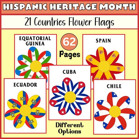 Hispanic Heritage Month Flag Flowers | Bulletin Board | Hispanic Country Flags | Hispanic Decor ...