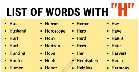 4100+ Words that Start with H | Useful List of H Words - ESL Forums
