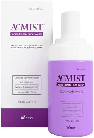 Brinton Acmist Acne Foam Face Wash | 1% Salicylic, 2% Glycolic & 5% ...