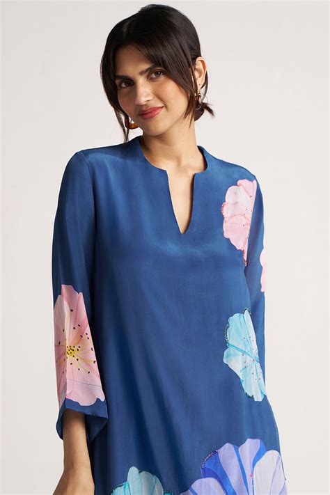 Blue Flower Print Co-ord Set - Ganga Fashions