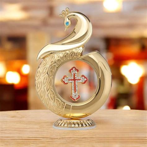 INTERNATIONAL GIFT® Golden Peacock Shape Jesus Symbol 12 cm Car ...