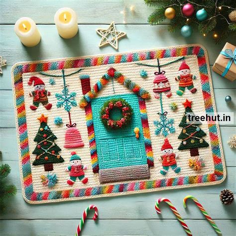 Door Mat Christmas Crochet Ideas with Leftover Yarn