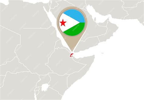 Premium Vector | Africa with highlighted Djibouti map and flag