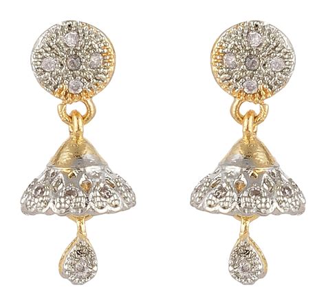 SKN Silver and Golden American Diamond Jhumki Earrings for Women ...