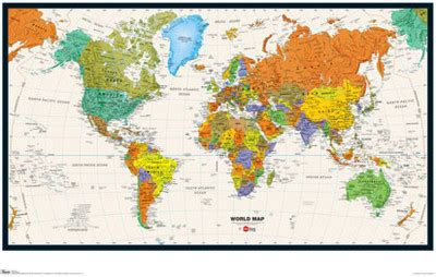 Detailed World Map Poster 的图像结果