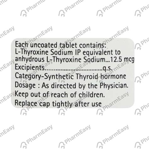 Euthyrox 12.5 MCG Tablet (100): Uses, Side Effects, Price & Dosage ...