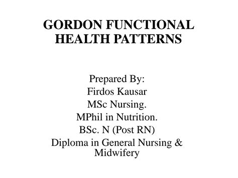 SOLUTION: Gordon functional health patterns 1 - Studypool