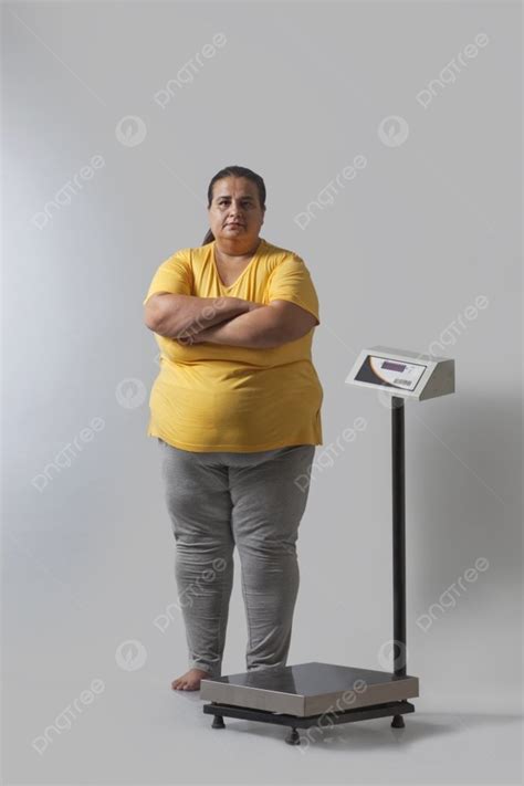 Portrait Of Obese Woman With Weighing Scale Photo Background And Picture For Free Download - Pngtree