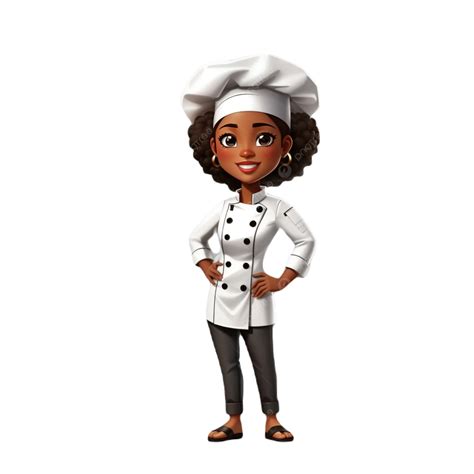 3d Illustration Of A Young African American Female Chef With Arms ...