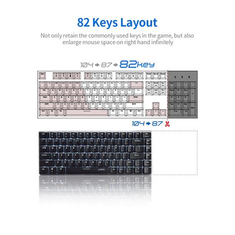 Buy Ajazz AK33 82 Keys USB Wired Mechanical Keyboard Monochromatic ...