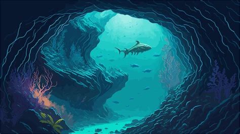 Vector Background revelando um encantador sistema de cavernas ...