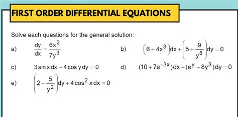 Image result for Solve First Order Differential Equations