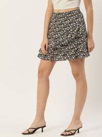 Black Ditsy Floral Printed Ruffles Detail Above-Knee Skirt – RueCollections