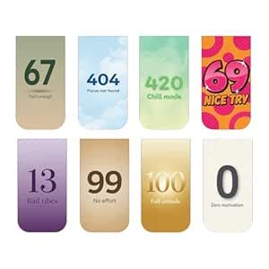 BOENJOY Gifts- Number Mood Bookmark Set of 10-8 Magnetic Bookmarks + 2 ...