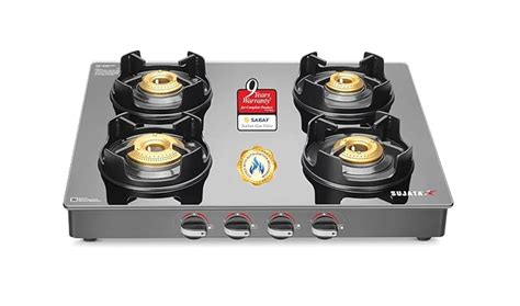 Glass Cooktop Sujata Gas Stove Deluxe 4 Burner Auto Ignition Lpg