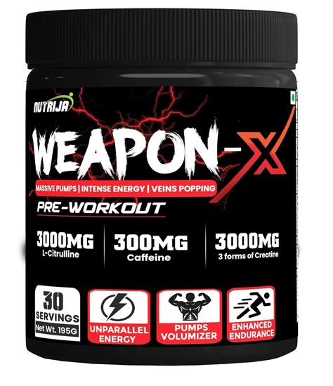NutriJa Weapon-X Pre-Workout Powder with 20 Active Ingredients -3 Best ...
