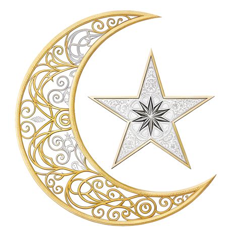Elegant Crescent Moon And Star Design For Islamic Art Decor, Crescent ...