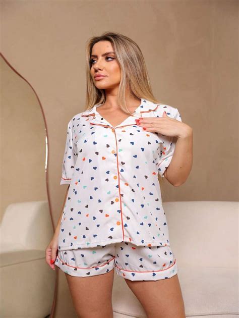 Women's Short American Pajamas Short Doll Buttons Premium Breastfeeding ...