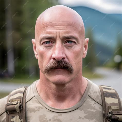 Premium Photo | A bald man with a mustache and a mustache is standing ...