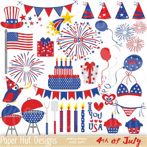 4th of July Clipart-4th of July Clip Art-Independence Day | Etsy