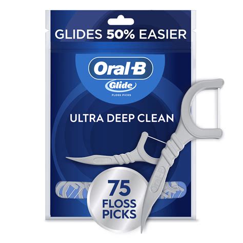 Oral-B Glide Ultra Deep Clean Dental Floss Picks, Cool Mint Flavor, 75 ...