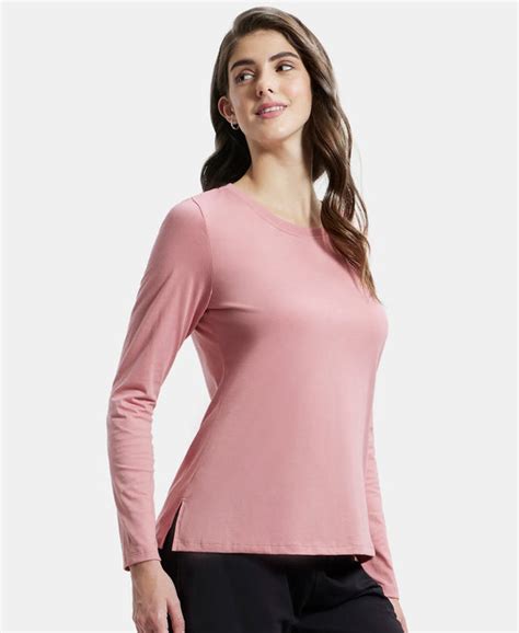 Buy Super Combed Cotton Rich Relaxed Fit Solid Round Neck Full Sleeve T ...