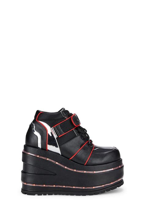 Dolls Kill x Inuyasha Light Up Chunky Platform Sneakers - Black/Red