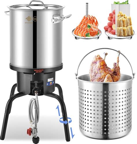 Amazon.com: ARC 40QT Turkey Fryer Pot With Basket Kit, Stainless Steel ...