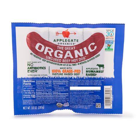 Applegate Grassfed The Great Organic Uncured Beef Hot Dog - 10oz 10 オンス ...