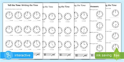 Printable O'Clock and Half Past Worksheets | Maths and Time