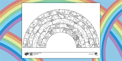 Fruit and Veg Rainbow Colouring Sheet - Twinkl Healthy Eating