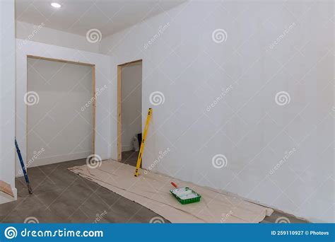 Building Construction Gypsum Plaster Walls Ready To Paint after a ...