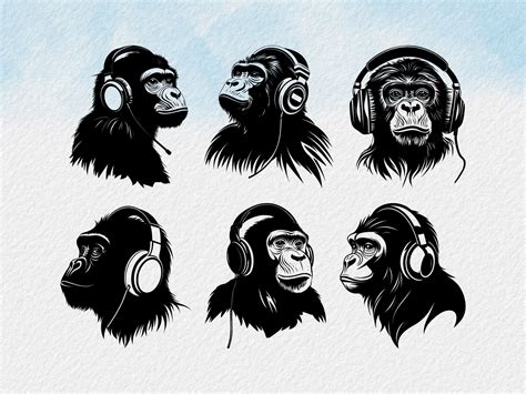 Bold Monkey with Headphone Silhouette. Graphic by Art Merch X ...