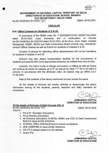 Offline classes for standards 10, 12 in all Delhi schools, parents ...