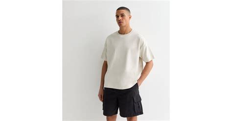 Black Drawstring Tech Relaxed Fit Cargo Shorts | New Look